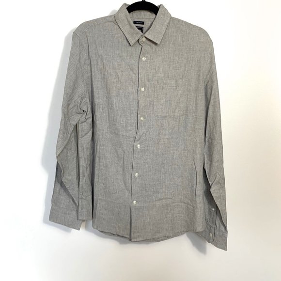 Gap NWT Standard Fit Gray Brushed Button Down Shirt Size Medium - Picture 4 of 9